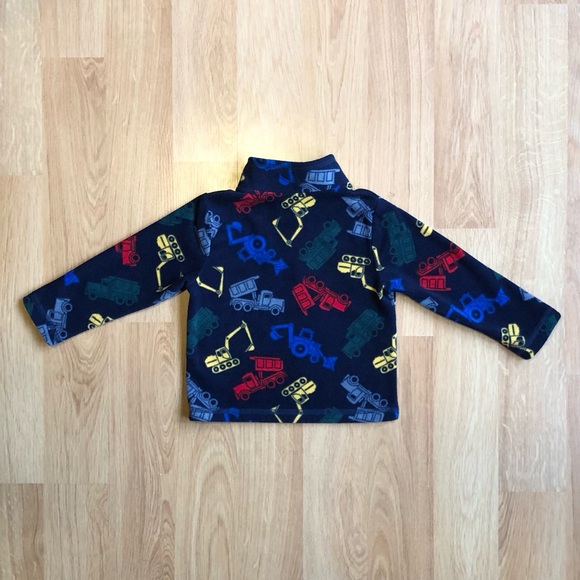 EUC Children’s Place Toddler Boy 1/4 Zip Fleece-Navy with Colorful Trucks - Picture 2 of 6